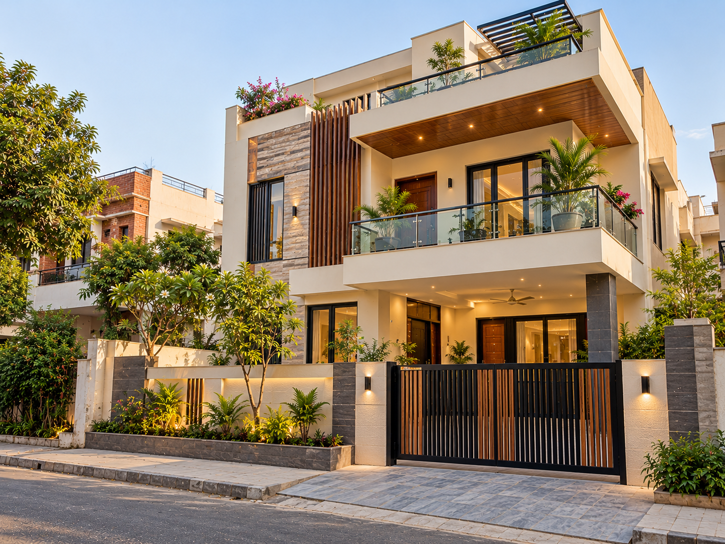 Contemporary independent home in an Indian residential neighbourhood